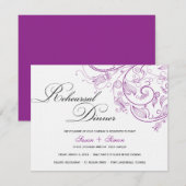 Invitation Dîner de répétition florale violet élégant Invitat (Devant / Derrière)