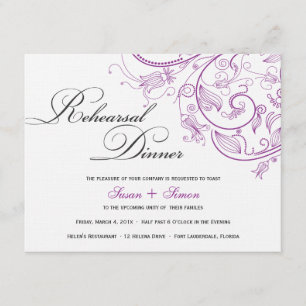 Invitation Dîner de répétition florale violet élégant Invitat