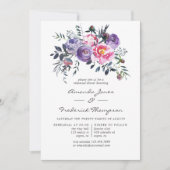 Invitation Dîner de répétition florale violet et rose (Devant)