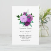 Invitation Dîner de répétition florale violet et vert (Debout devant)