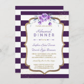 Invitation Dîner de répétition florale violet violet or (Devant / Derrière)