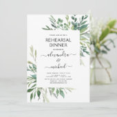 Invitation Dîner de répétition Foliage Vert Élégant Invitati (Debout devant)