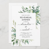Invitation Dîner de répétition Foliage Vert Élégant Invitati (Devant / Derrière)