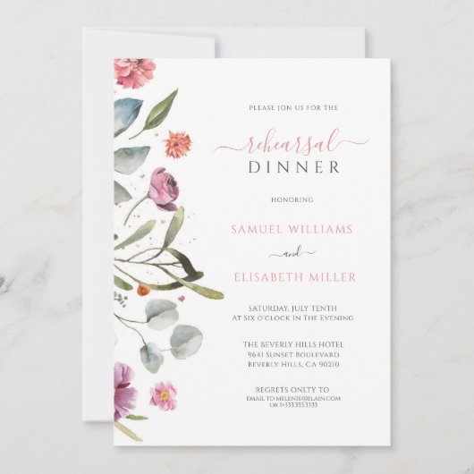 Invitation Dîner de répétition frontalier Eucalyptus Feuille (Devant)