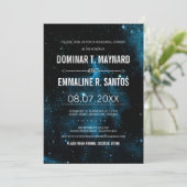 Invitation Dîner de répétition Galaxy Photo Bleue (Debout devant)