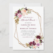 Invitation Dîner de répétition géométrique à fleurs de prune (Devant)