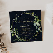 Invitation Dîner de répétition géométrique bleu or vert