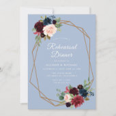 Invitation dîner de répétition géométrique bleu roux (Devant)