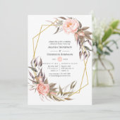 Invitation Dîner de répétition géométrique Blush & Gold Flora (Debout devant)