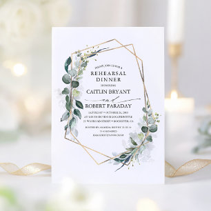 Invitation Dîner de répétition géométrique Eucalyptus Greener