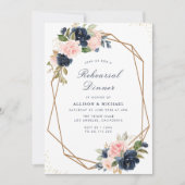 Invitation Dîner de répétition géométrique florale et marine (Devant)