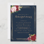 Invitation Dîner de répétition géométrique Gold et Red Tropic (Devant)