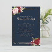 Invitation Dîner de répétition géométrique Gold et Red Tropic (Debout devant)