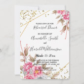 Invitation Dîner de répétition géométrique Gold Frame rose Fl (Devant)