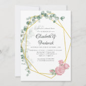 Invitation Dîner de répétition géométrique Rose Eucalyptus (Devant)