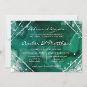 Invitation Dîner de répétition géométrique vert et argent (Devant)