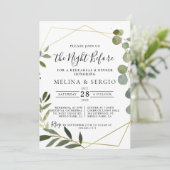 Invitation Dîner de répétition géométrique vert Eucalyptus (Debout devant)