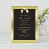 Invitation Dîner de répétition Glam Gold Bow & Black (Debout devant)