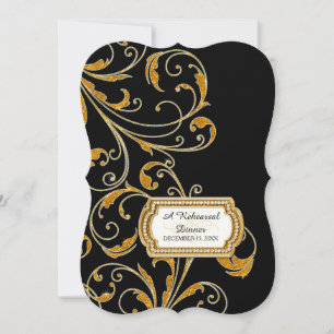 Invitation Dîner de répétition, Glam Old Hollywood Regency