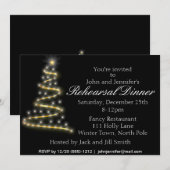 Invitation Dîner de répétition Gold Black Christmas Tree (Devant / Derrière)