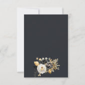 Invitation Dîner de répétition Gold Black White Flowers (Dos)