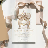 Invitation Dîner de répétition Gold Bow et Champagne Coquette