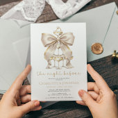 Invitation Dîner de répétition Gold Bow et Champagne Coquette