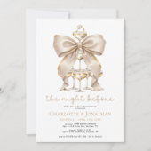 Invitation Dîner de répétition Gold Bow et Champagne Coquette (Devant)