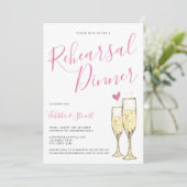 Invitation Dîner de répétition Gold Champagne Flutes (Debout devant)