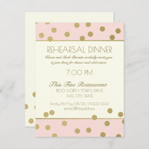Invitation Dîner de répétition Gold Confetti Dots
