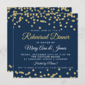Invitation Dîner de répétition Gold Faux Parties scintillant (Devant / Derrière)