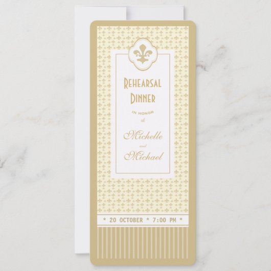 Invitation Dîner de répétition Gold Fleur de Lis (Devant)