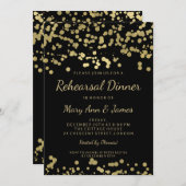 Invitation Dîner de répétition Gold Foil Look Confetti (Devant / Derrière)