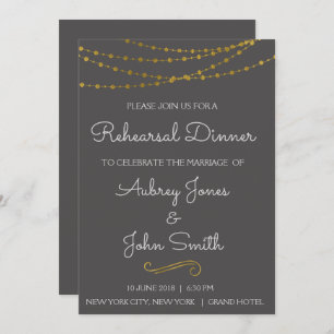 Invitation Dîner de répétition Gold Foil String