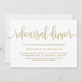 Invitation Dîner de répétition Gold Pretty Calligraphy (Devant)