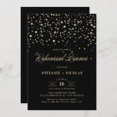 Invitation Dîner de répétition Gold Star Confetti (Devant / Derrière)