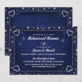 Invitation Dîner de répétition Gold & White de la Marine Blue (Devant / Derrière)