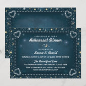 Invitation Dîner de répétition Gold & White turquoise Moon & (Devant / Derrière)