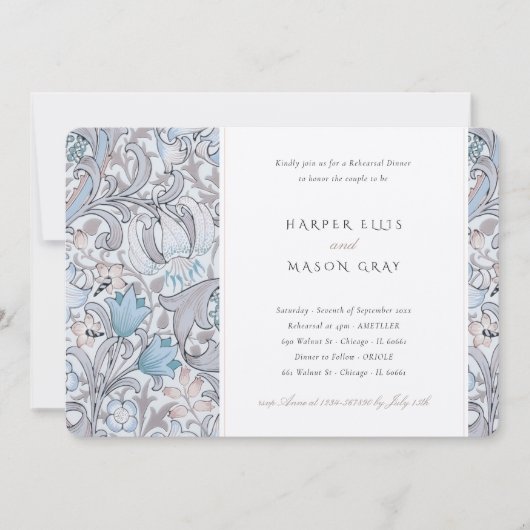 Invitation Dîner de répétition Golden Lily Elegant Morris (Devant)