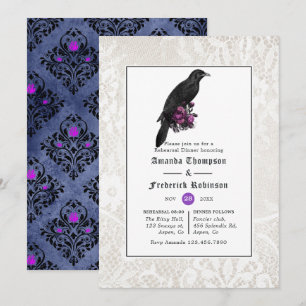Invitation Dîner de répétition gothique à dentelle et damas f