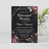 Invitation Dîner de répétition Gothique Black Dark Florals (Debout devant)