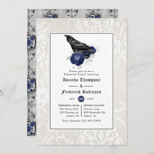 Invitation Dîner de répétition gothique floral et dentelle Ma