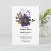 Invitation Dîner de répétition gothique florale violet noir (Debout devant)