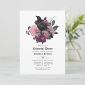 Invitation Dîner de répétition gothique Glam Mauve Raven vint (Debout devant)
