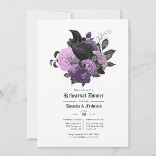 Invitation Dîner de répétition gothique Glam Purple Raven
