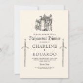 Invitation Dîner de répétition gothique Noir Argent (Devant)