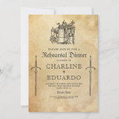 Invitation Dîner de répétition gothique Noir Argent (Devant)
