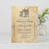 Invitation Dîner de répétition gothique Noir Argent (Debout devant)