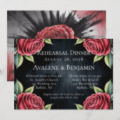 Invitation Dîner de répétition gothique noir et rouge (Devant / Derrière)