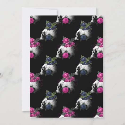 Invitation Dîner de répétition gothique rose chaud et bleu ma (Dos)